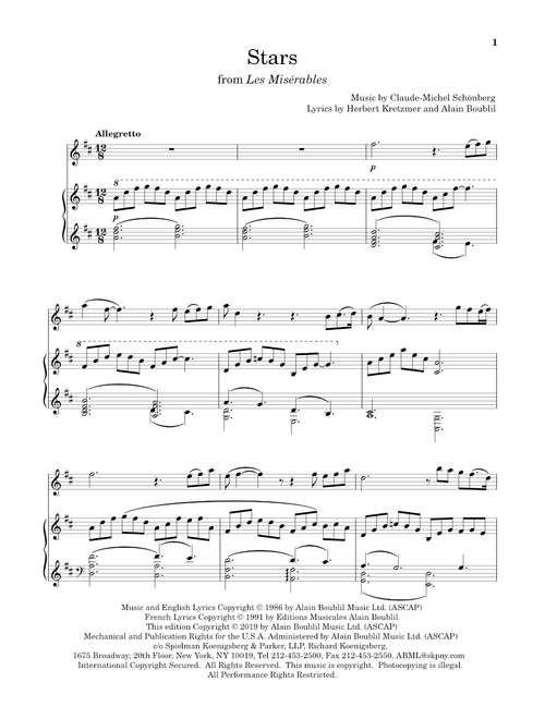 Stars (from Les Miserables) - Boublil and Schonberg, Alain Boublil, Herbert Kretzmer (Flute and Piano)