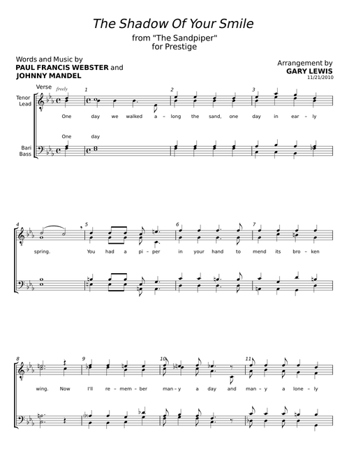 The Shadow Of Your Smile [lead sheet] - Paul Francis Webster & Johnny Mandel