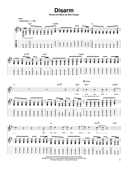 Disarm - Smashing Pumpkins (Guitar Tab Play-Along)
