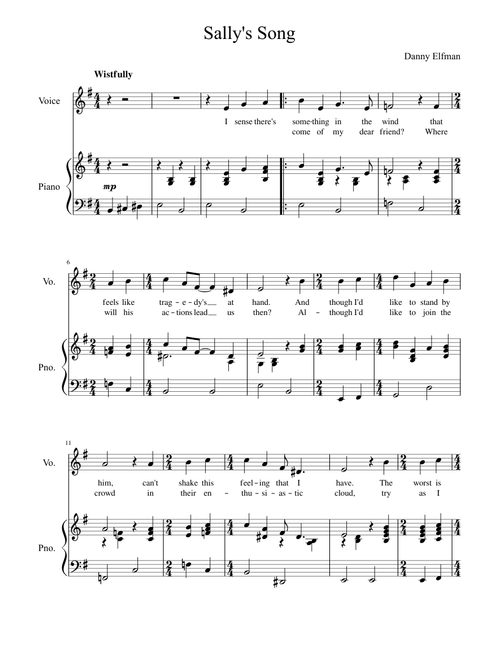 Sally's Song - The Nightmare Before Christmas