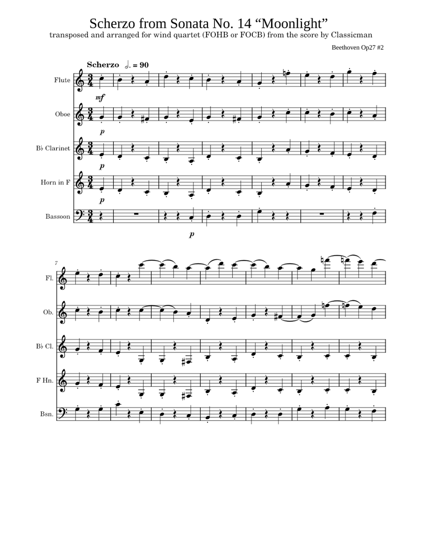 Scherzo from Sonata No 14, op. 27, No.2 (Moonlight Sonata