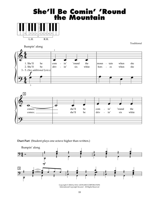 She'll Be Comin' 'Round The Mountain - Traditional (5-Finger Piano)