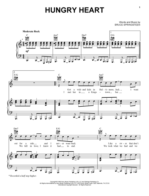 Hungry Heart - Bruce Springsteen (Piano-Vocal-Guitar)