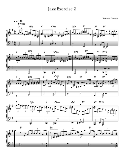 Jazz Exercise No. 2 (Arr. poon) - Oscar Peterson (Easy Piano)