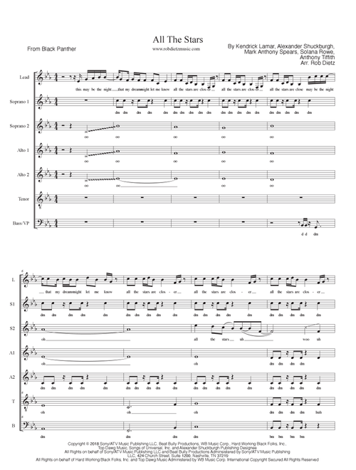All The Stars (Arr. Rob Dietz) - Kendrick Lamar and SZA (Choral, SATB divisi)