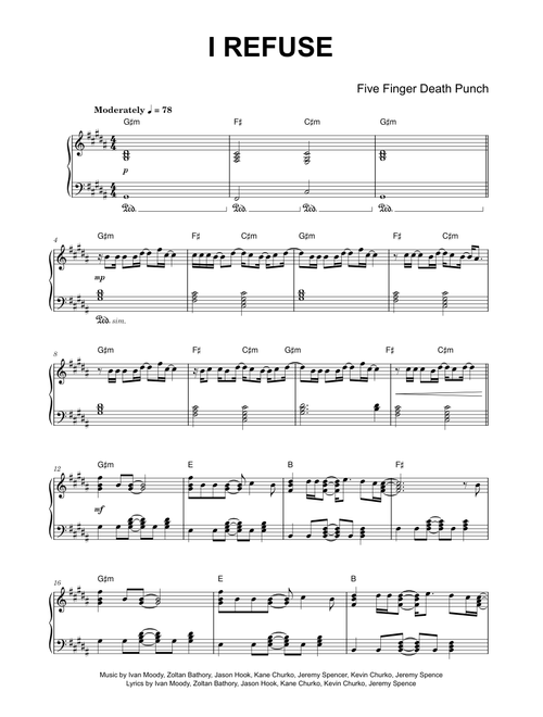 I Refuse - Five Finger Death Punch (Piano)