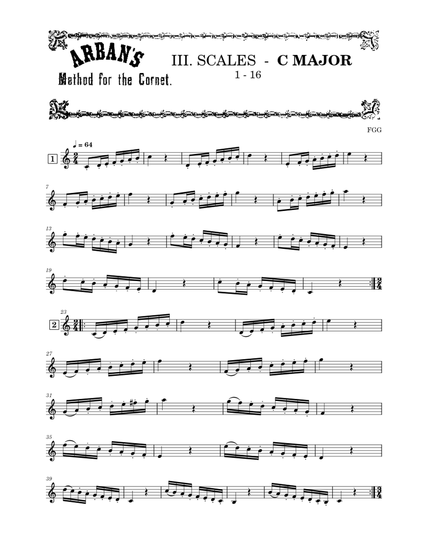 Method for the Cornet – Jean-Baptiste Arban - Scales - C Major ( Bb ...