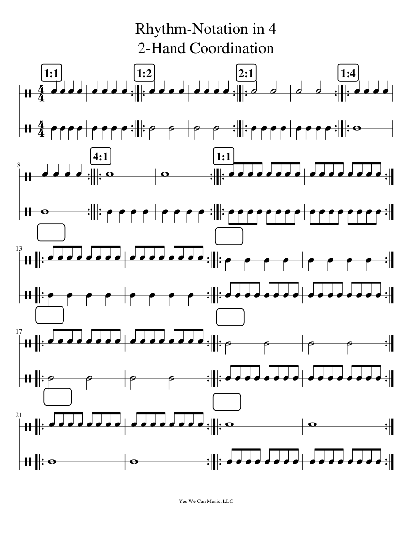 Rhythm Notation in 4 2 hand coordination Sheet music for Triangle