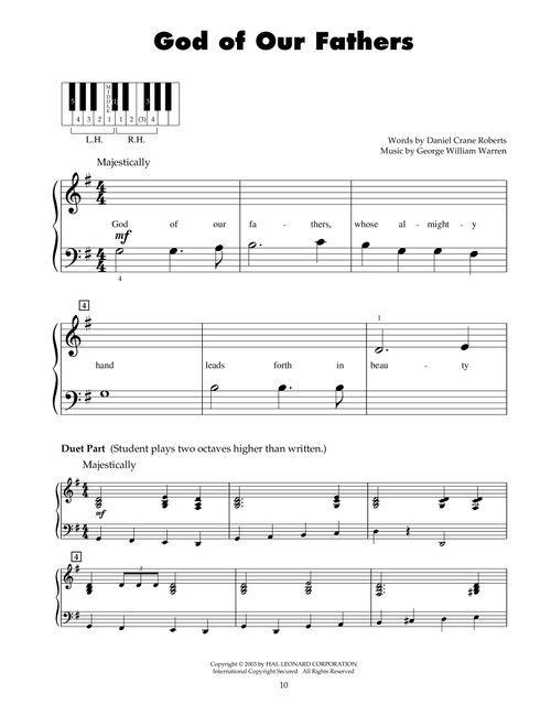 God Of Our Fathers - Daniel Crane Roberts, George William Warren (5-Finger Piano)
