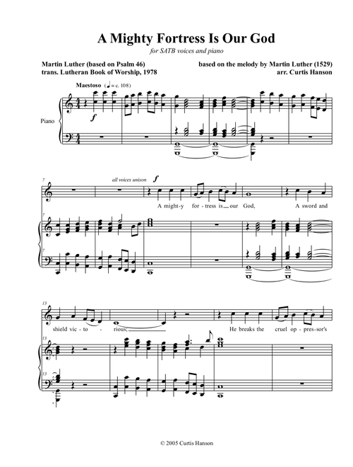A Mighty Fortress Is Our God (SATB) (Arr. Curtis Hanson) - Martin Luther (Choral, SATB)