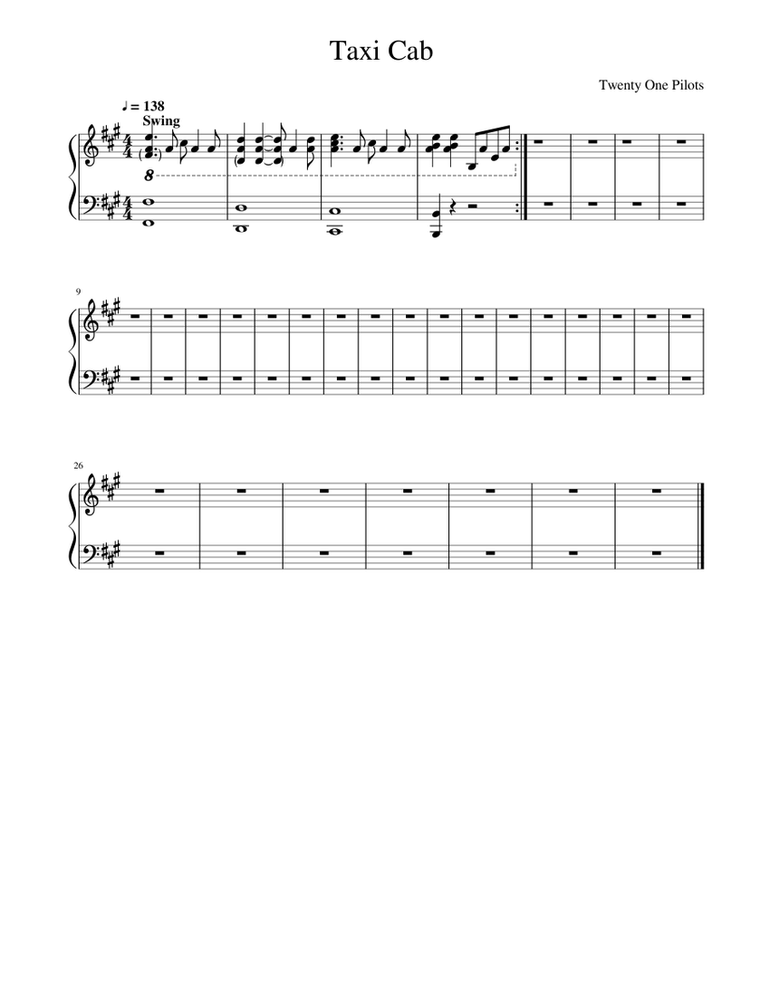 Taxi Cab Sheet music for Piano (Solo) Easy | Musescore.com