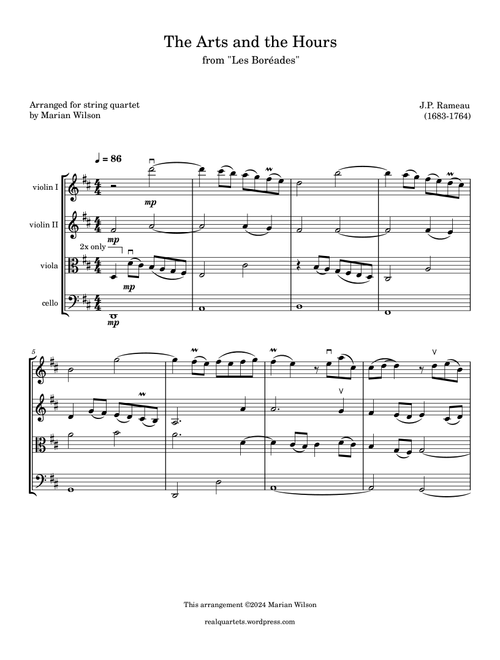 The Arts and the Hours (Rameau) for string quartet (Arr. Marian Wilson) - Jean-Philippe Rameau (String Quartet)