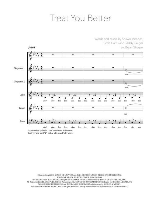 Treat You Better (Arr. Bryan Sharpe) - Shawn Mendes (Choral, SATB)