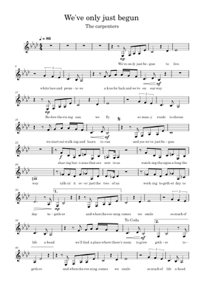 Play Official version of We've Only Just Begun Sheet Music by The
