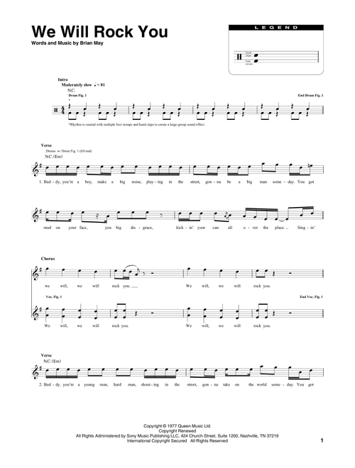 We Will Rock You - Queen (Transcribed Score)