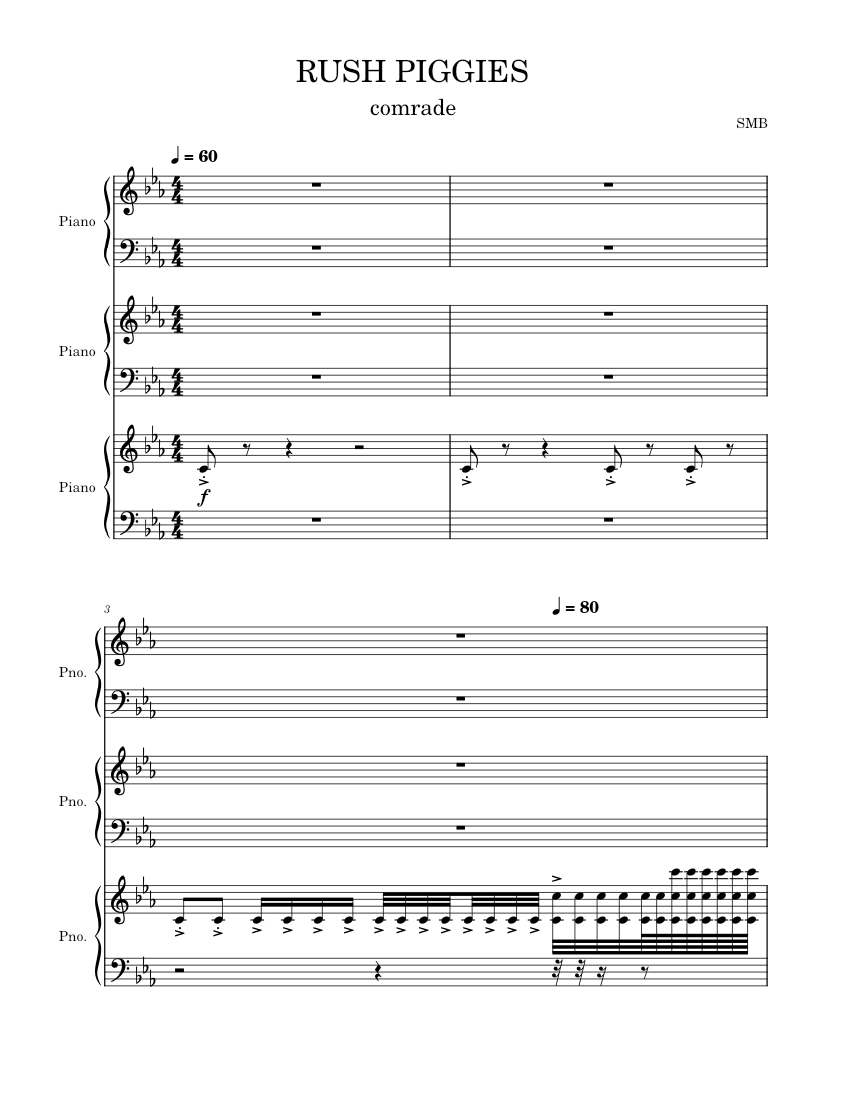 RUSH PIGGIES Sheet music for Piano (Mixed Trio)