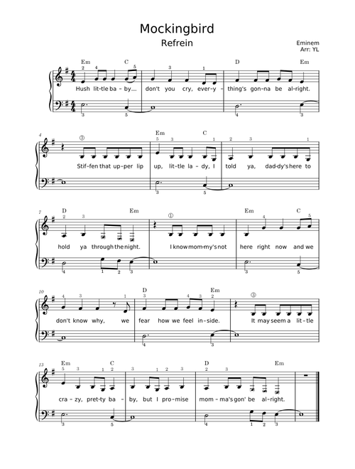 Mockingbird – Eminem (easy)