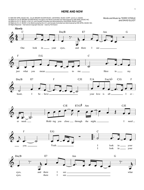 Here And Now - Luther Vandross (Easy Lead Sheet - Fake Book)
