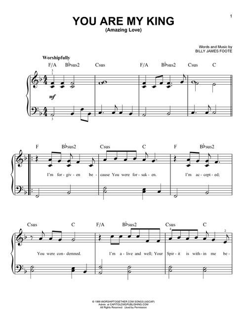 You Are My King (Amazing Love) - Passion, Newsboys (Very Easy Piano)