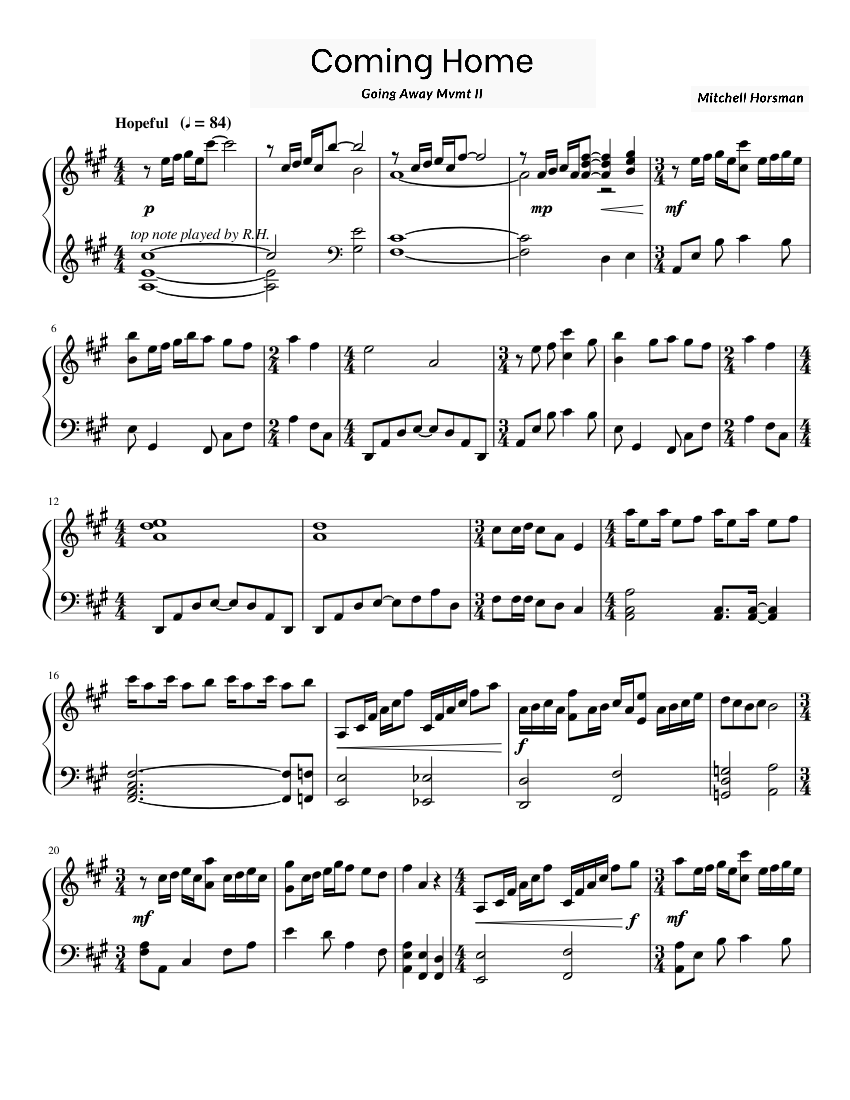 Coming Home Sheet music for Piano (Solo) | Musescore.com