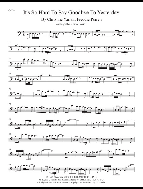 It's So Hard To Say Goodbye To Yesterday (Arr. Kevin Busse) - Boyz Ii Men (Cello Solo)