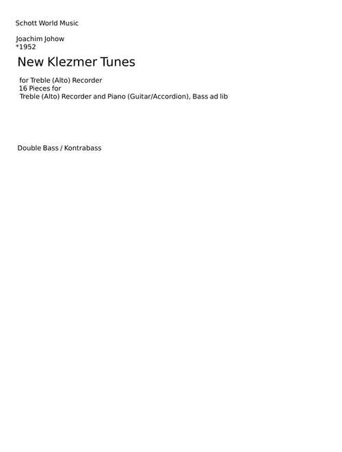 New Klezmer Tunes - Joachim Johow