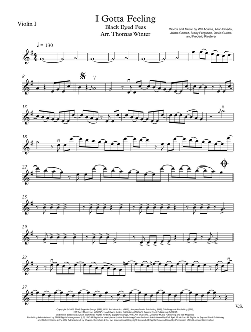 I Gotta Feeling (Arr. Thomas Winter) - The Black Eyed Peas (String Quartet)