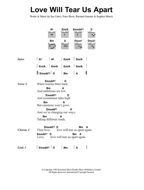 Love Will Tear Us Apart - Joy Division (Guitar Chords-Lyrics)