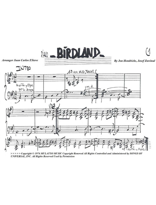 Birdland (Arr. juan carlos esteve / Gran Coda) - Manhattan Transfer (Piano Solo)
