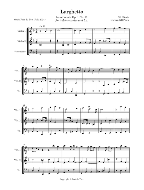 Handel - Sonata No.11 in F major Op.1 HWV 369 for Recorder and Harpsichord – Santino Cara