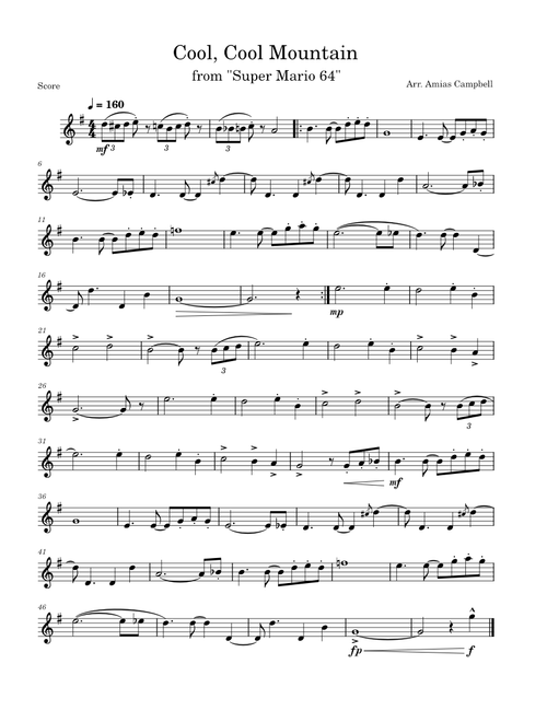 Mario 64 - Cool, Cool Mountain, Arr. for Horn