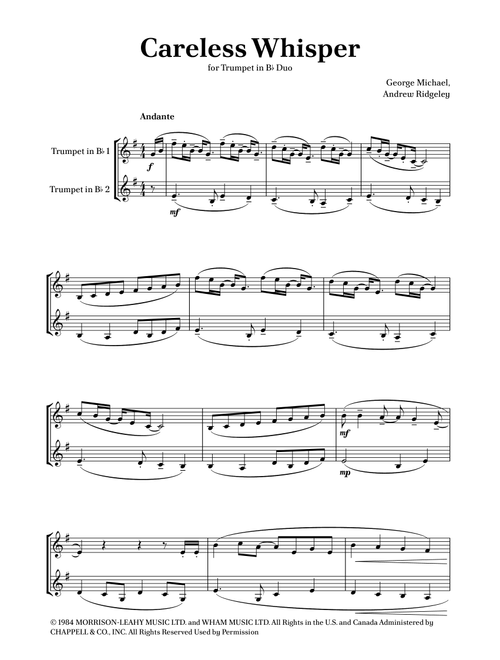 Careless Whisper (Arr. Caio Costa) - Seether (Trumpet Duet)
