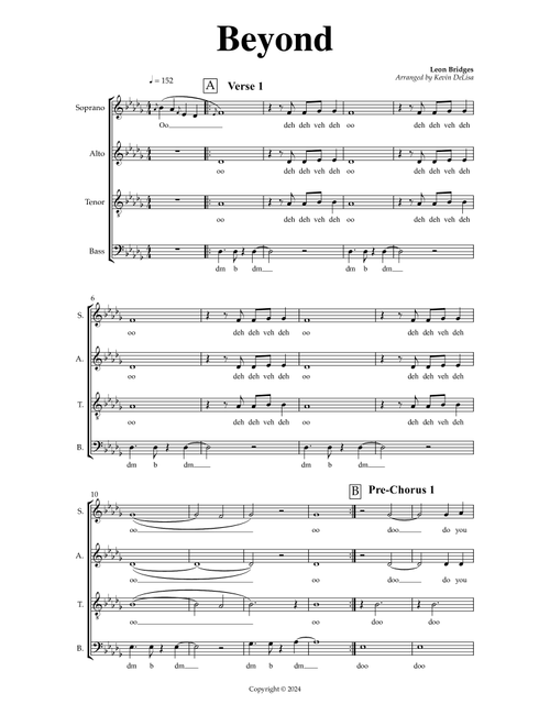 Beyond (Arr. Kevin Peter DeLisa) - Leon Bridges (Choral, SATB)