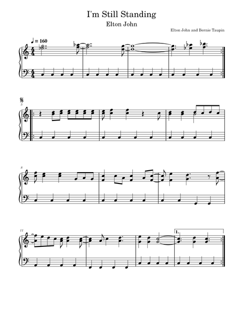 Elton John - I'm still standing - Easy Piano