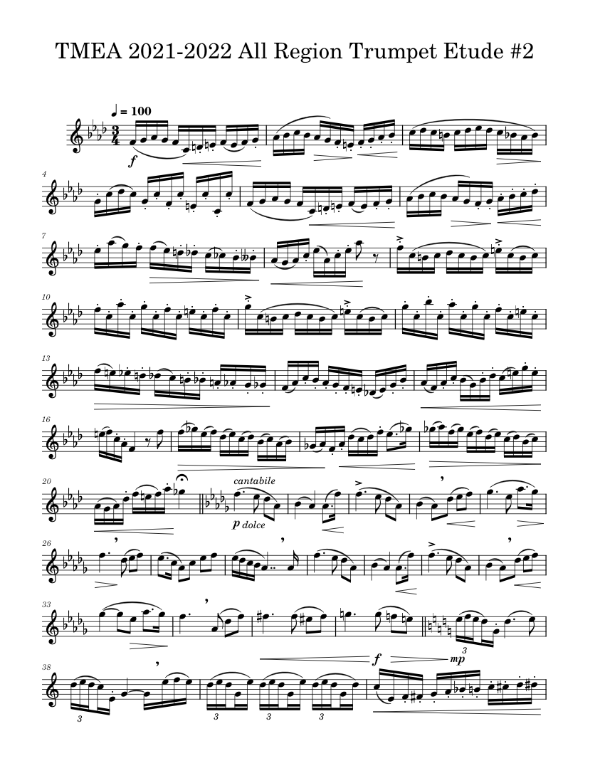 TMEA_20212022_All_State_Trumpet_Etude_2 piano tutorial