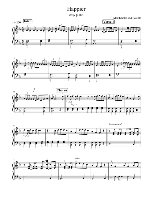 Marshmello Happier Easy Piano