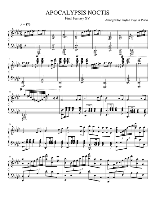 APOCALYPSIS NOCTIS FINAL FANTASY XV (arr. PaytonPlaysAPiano)