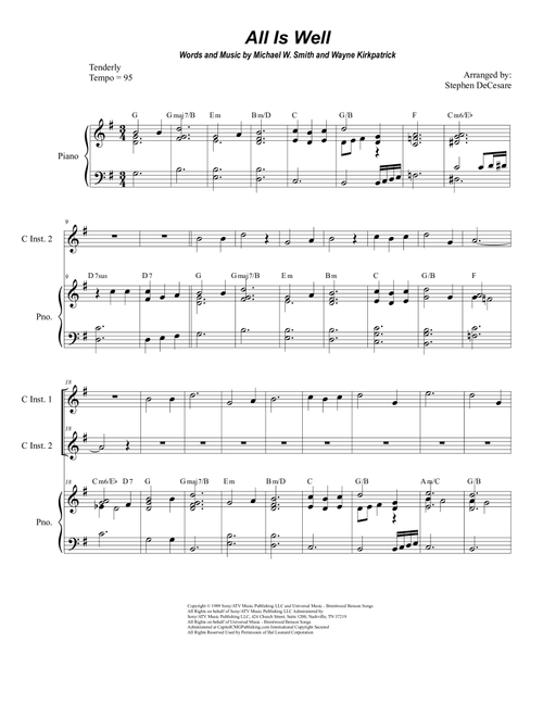 All Is Well (Arr. Stephen DeCesare) - Michael W Smith (Instrumental Duet and Piano)