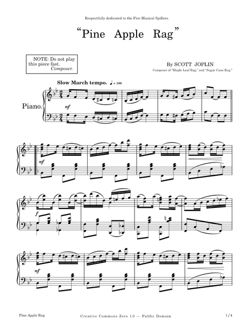 Pine Apple Rag – Scott Joplin – 1908