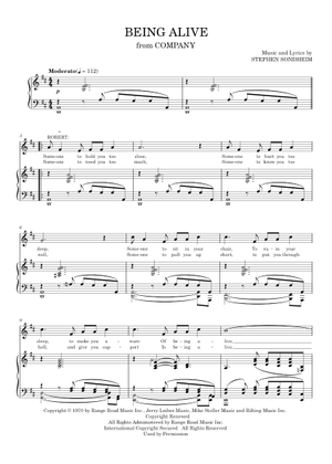 Being Alive - Stephen Sondheim Sheet Music for Piano, Synthesizer ...