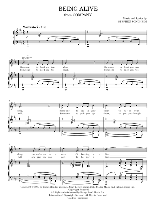 Being Alive - Company Musical, Stephen Sondheim (Piano-Vocal-Guitar)