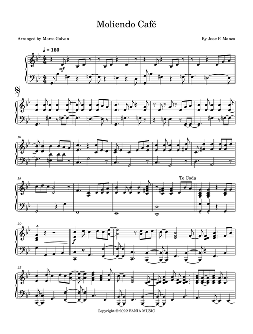 Moliendo Cafe (Arr. Marco Galvan) - Jose P Manzo (Piano Solo)