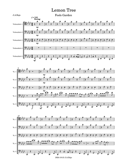 Lemon Tree (Arr. J.A.Rojo) - Fool'S Garden (String Ensemble)