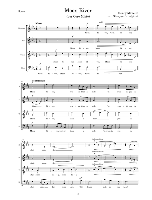 Moon River – Henry Mancini (coro misto SATB)