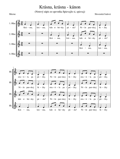 Krásna, krásna - kánon