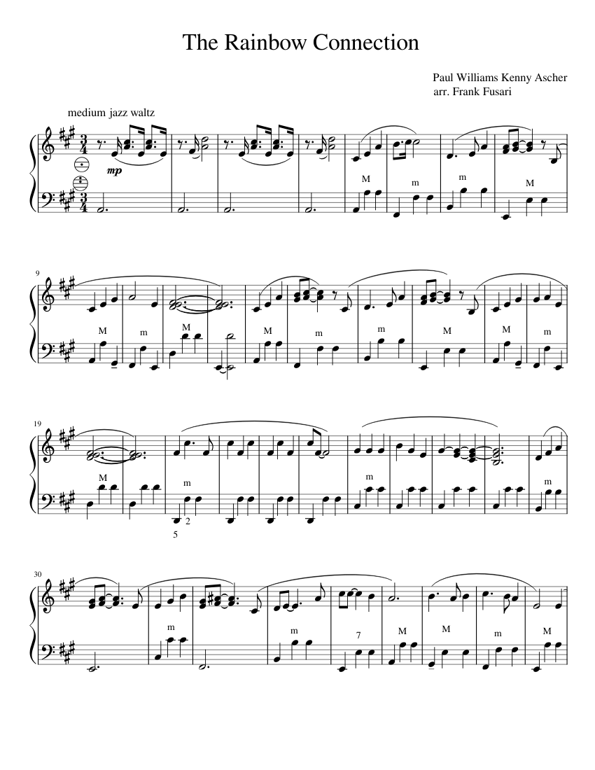 The Rainbow Connection Paul Williams Kenneth Ascher Sheet Music