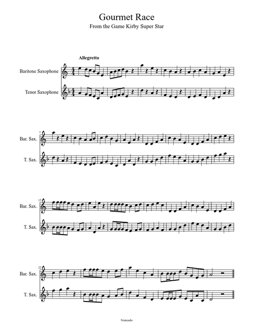 Gourmet Race for Tenor and Baritone Saxophone