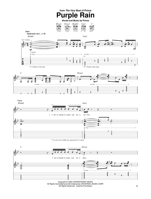 Purple Rain - Prince (Guitar Tab)