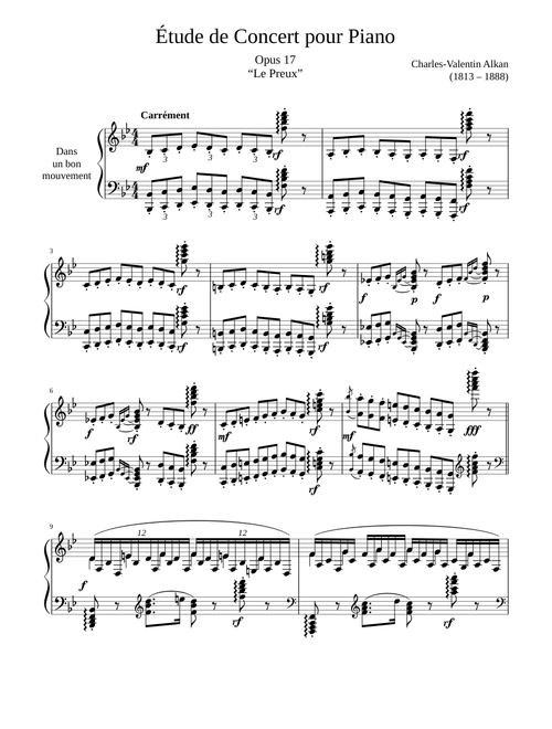 Étude de Concert pour Piano, “Le Preux” Opus 17
