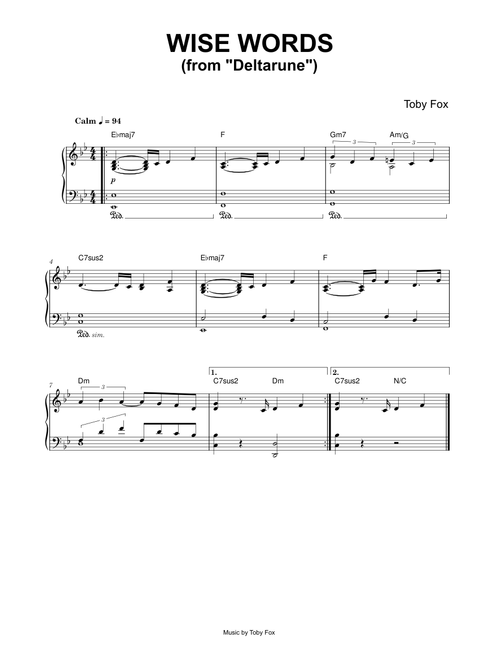 Wise Words (from Deltarune) - Toby Fox (Piano)